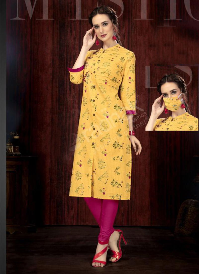 Rukmee Vol 14 Cotton Rayon Embroidered Printed Party Wear Kurti Collection 1450-1459